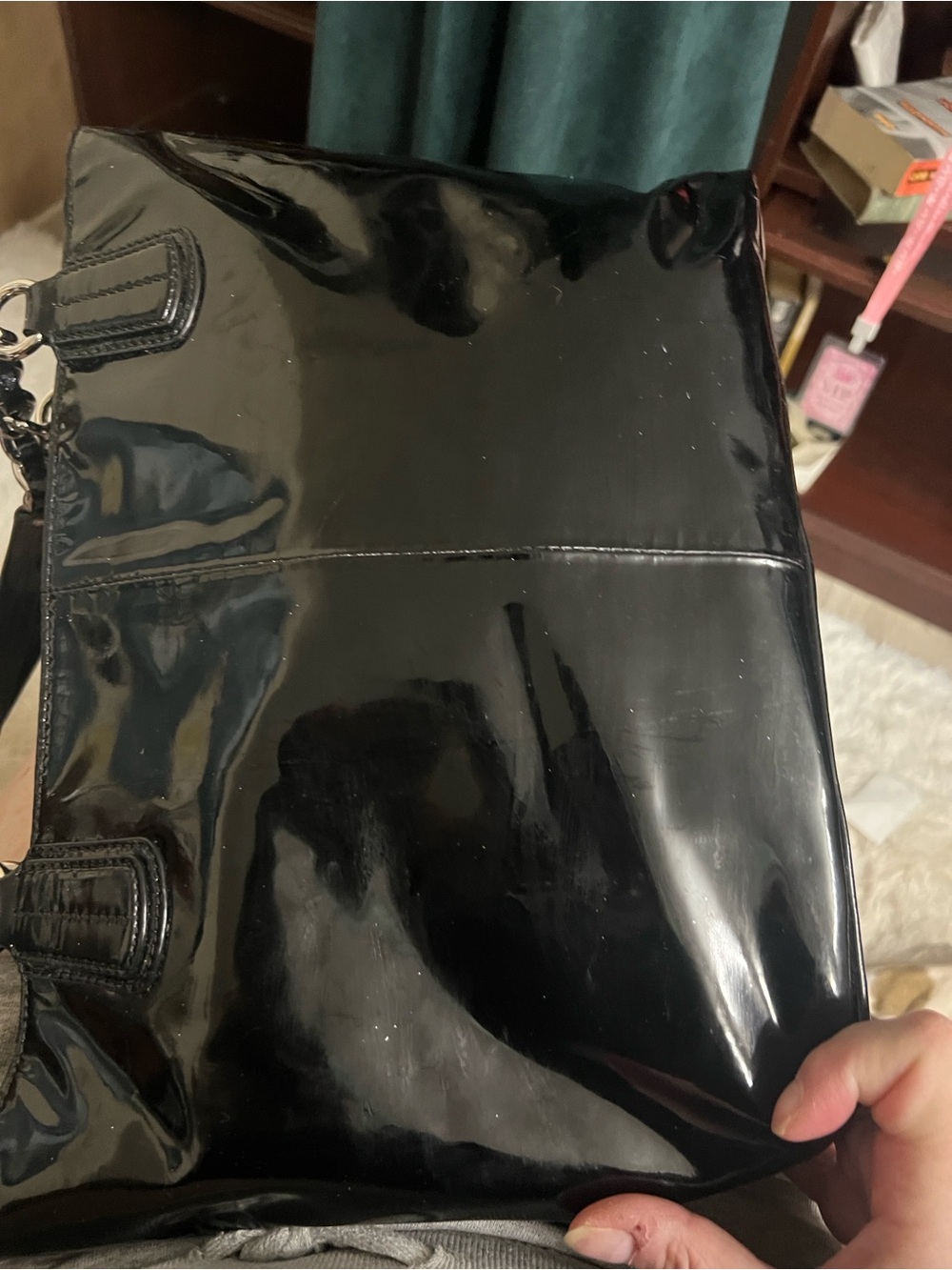 Coach Madison 2012 Black Patent Leather Tote with Chain Handles - Picture 3 of 5